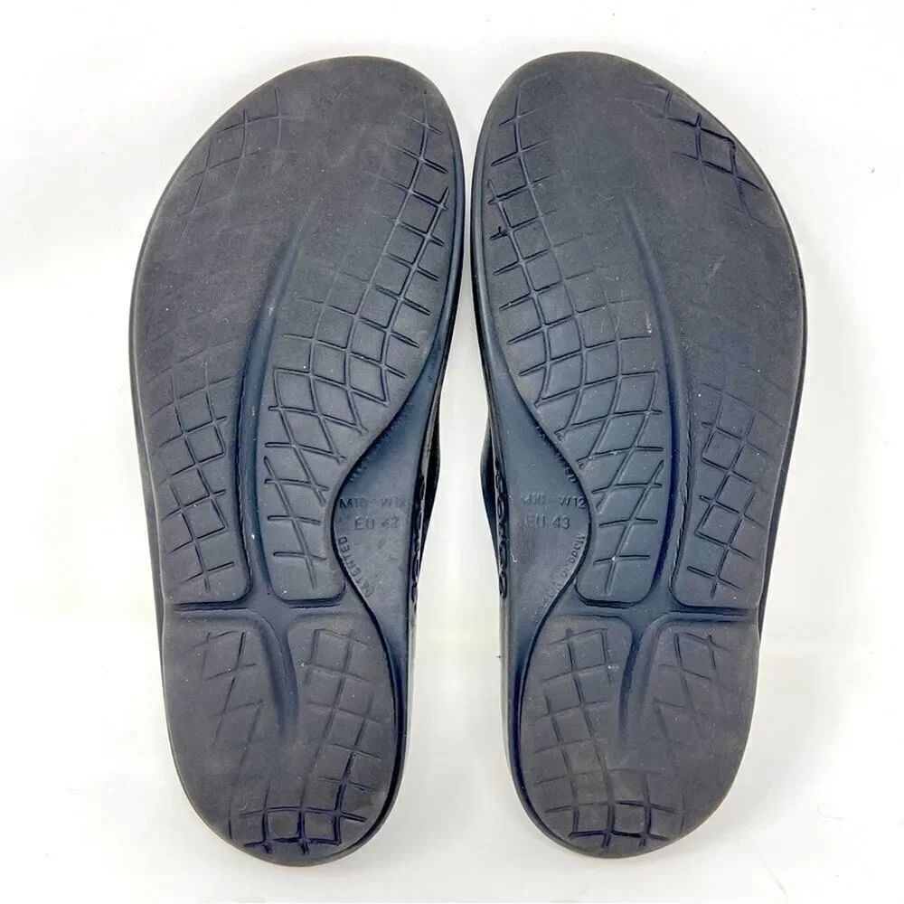 Oofos Ooahh Luxe Black Slide Recovery Comfort Sandals Size 10 Men's / 12 Women's